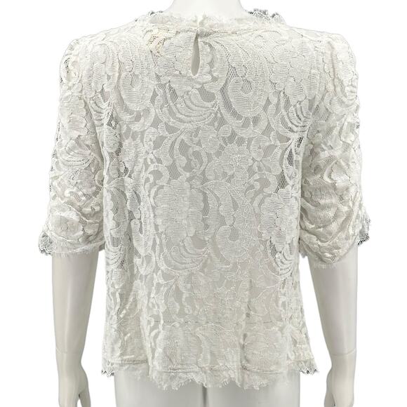Sundance Top Womens Large White Floral Paisley Lace Sheer Boho Cottage Angelcore - Picture 5 of 7